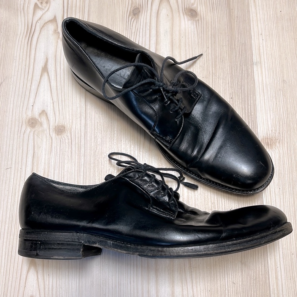 Jil Sander Oxford Derby Black Leather Shoes